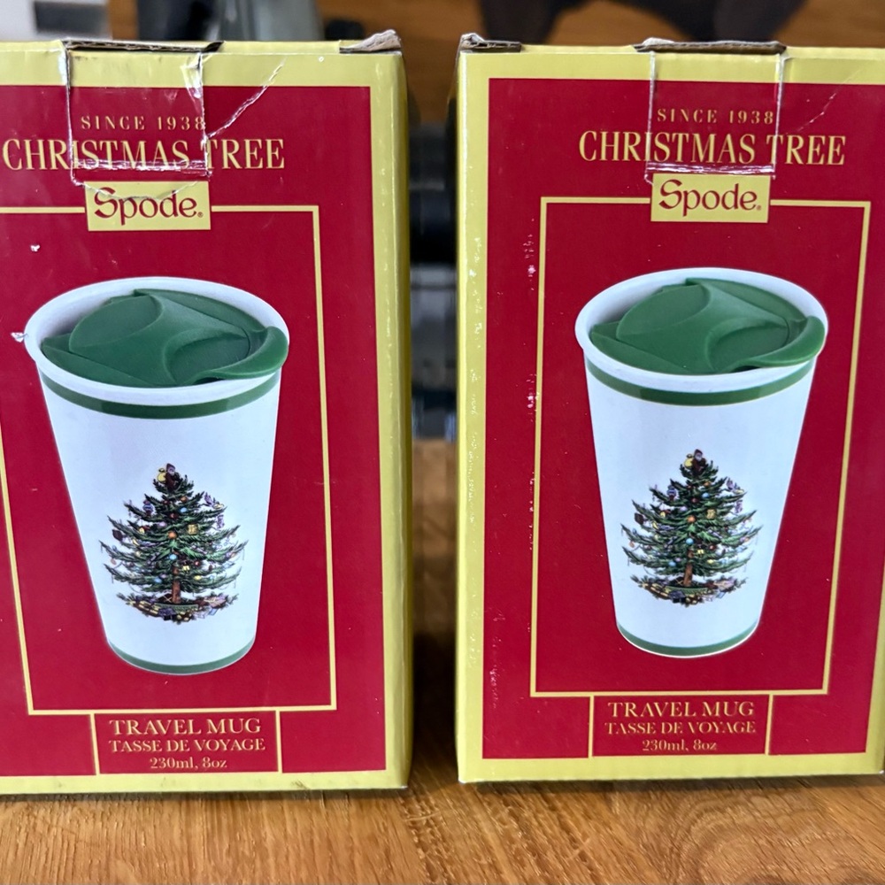 Spode Christmas Tree Travel Mug - Green and Red